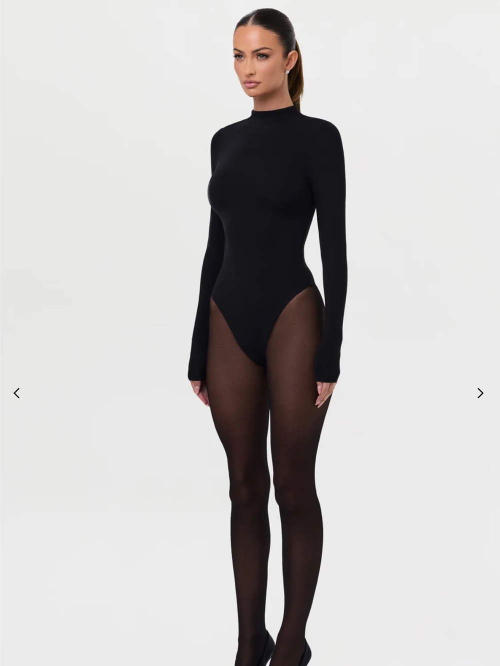 naked wardrobe Black Long-Sleeve Mock Neck Bodysuit & Legging Set, Size M, NWT - Picture 3 of 8